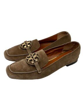 TORY BURCH~MIller Loafer~SUEDE LEATHER NEUTRAL BROWN TAUPE SHOES Size 8.5